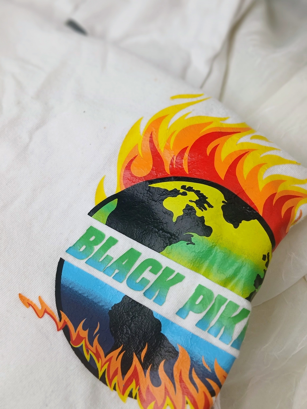 Black Pika Flame Globe Graphic Tee - White